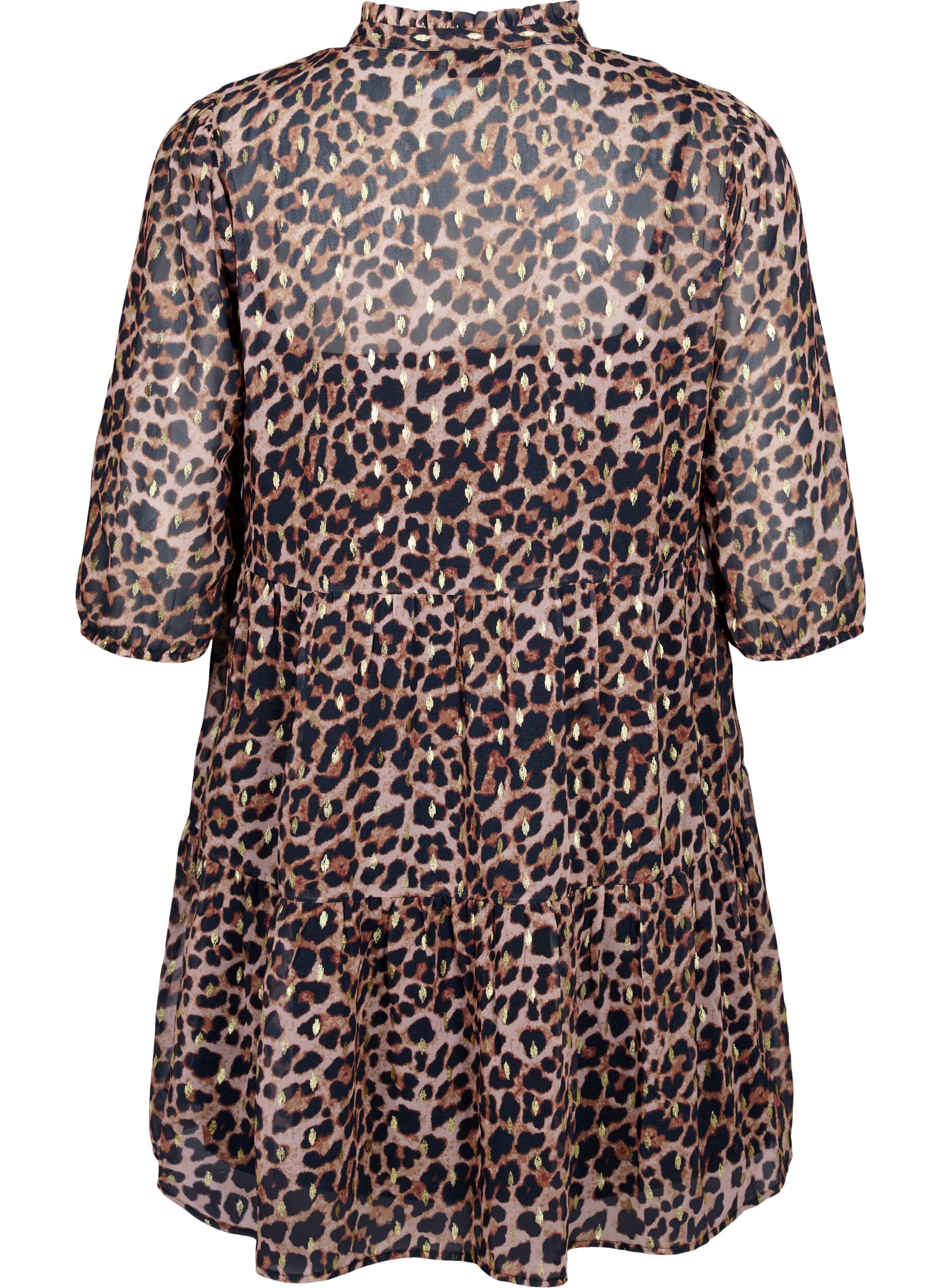 Zizzi Tunique imprim&eacute; l&eacute;opard et lurex, Leopard AOP, Packshot image number 1
