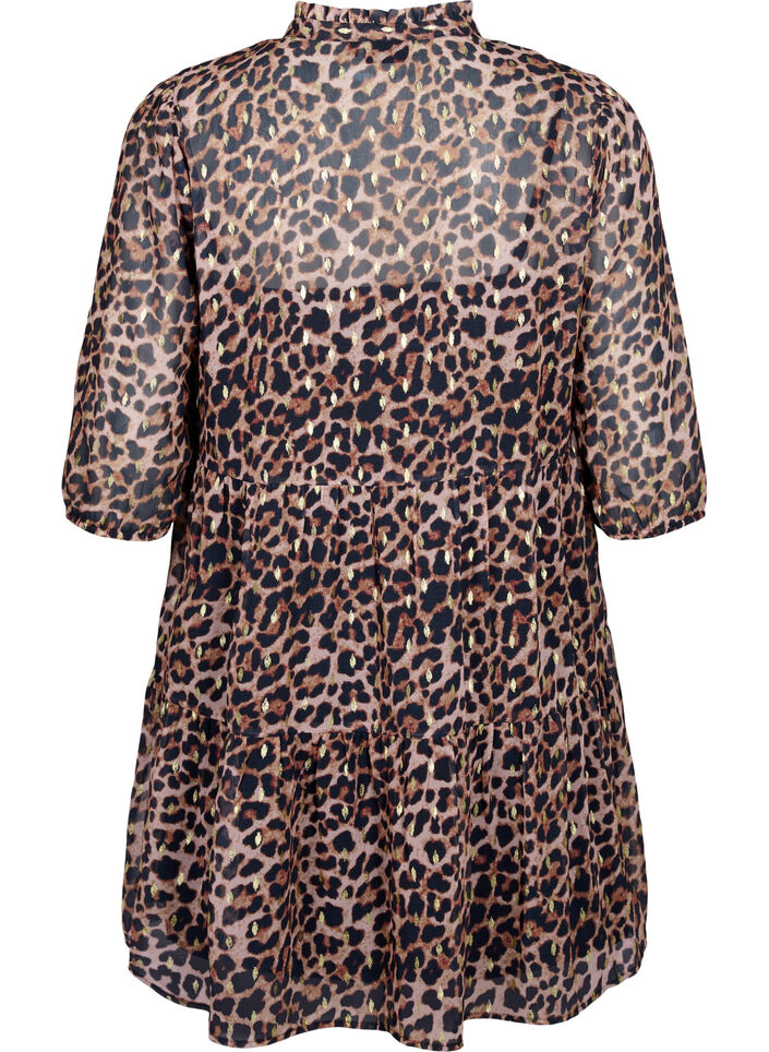 Tunique imprimé léopard et lurex, Leopard AOP, Packshot image number 1