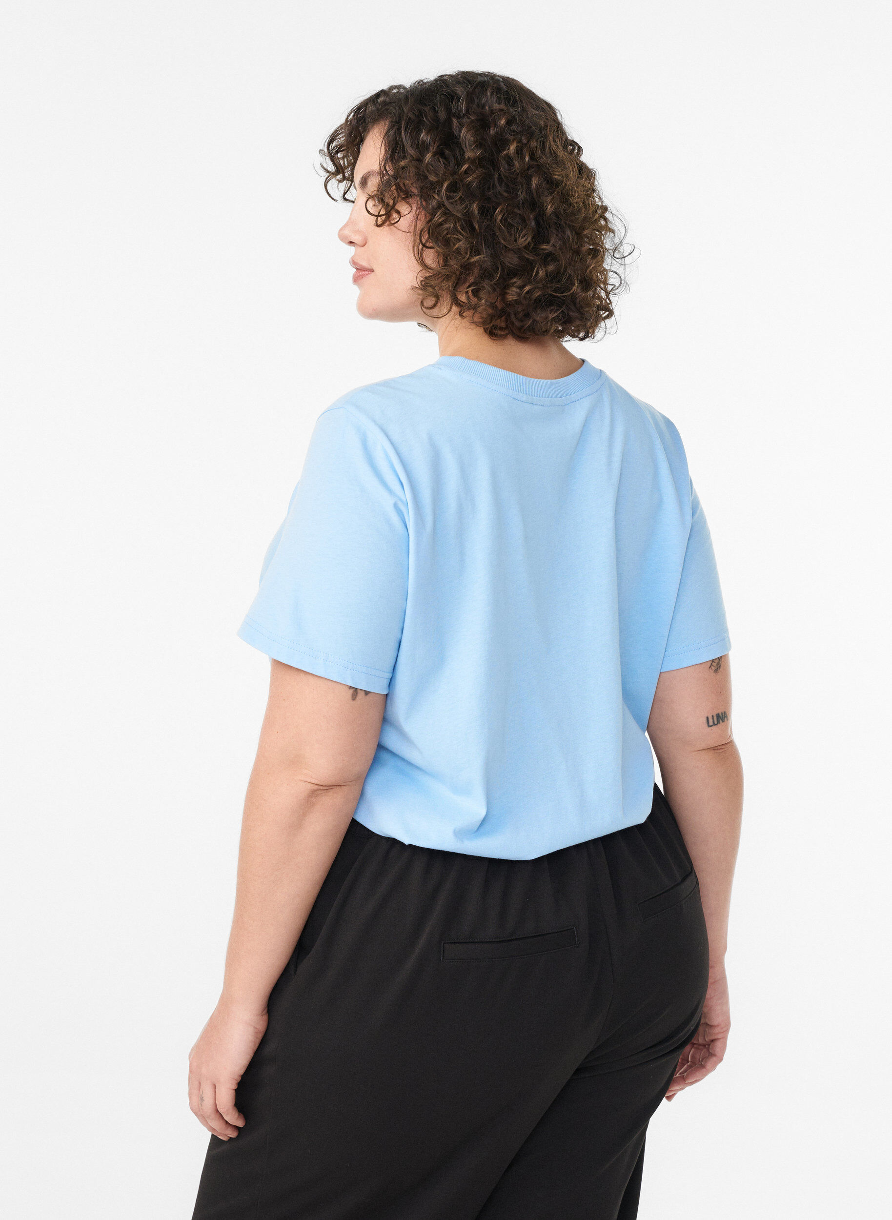 ZizziT-shirt basique en coton &agrave; col rond, Bleu, Model image number 2