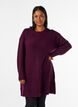 Robe courte en maille avec un motif textur&eacute; en V, Bordeaux, Model image number 0