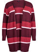 Cardigan long en tricot avec rayures larges, Bordeaux foncé, Packshot image number 0