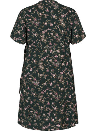 Robe portefeuille manches courtes, Green w. rose, Packshot image number 1