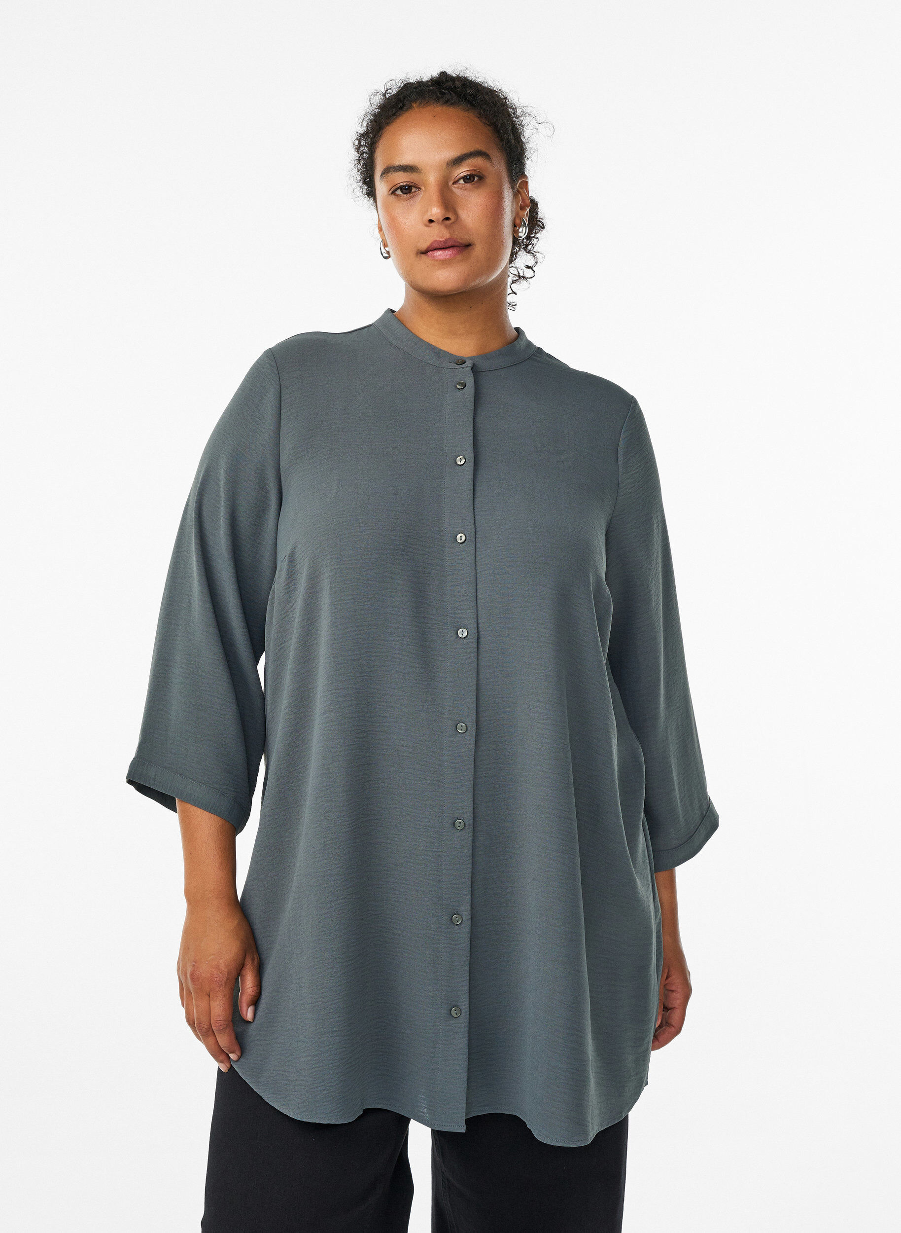 Tunique avec manches 3/4, Vert fonc&eacute;, Model