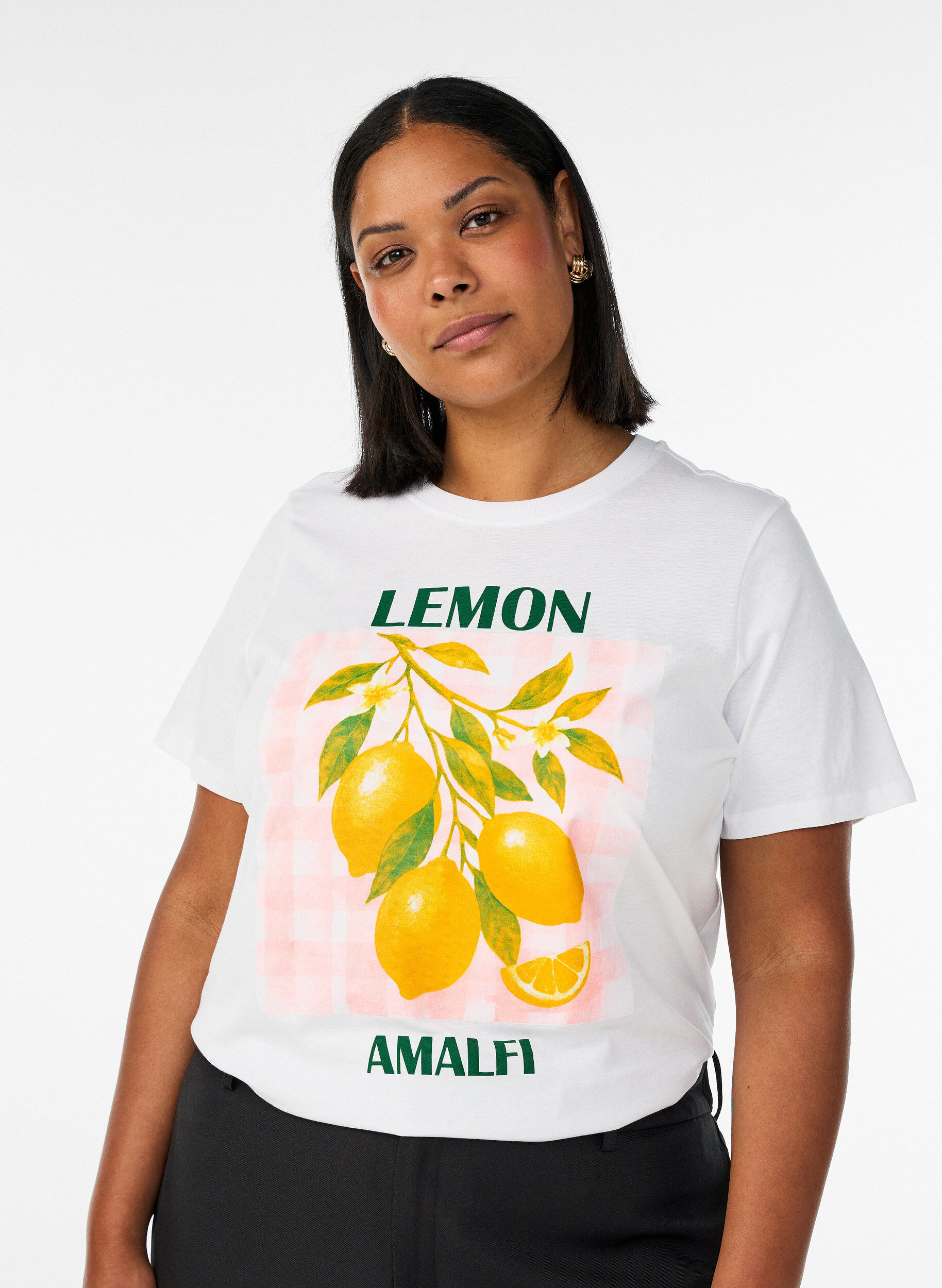 T-shirt en coton avec imprim&eacute;, Blanc, Model