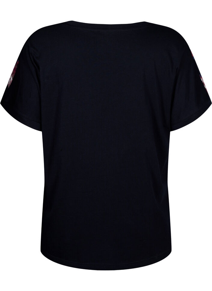 T-shirt ample avec imprimé floral, Black Purple Fl. AOP, Packshot image number 1