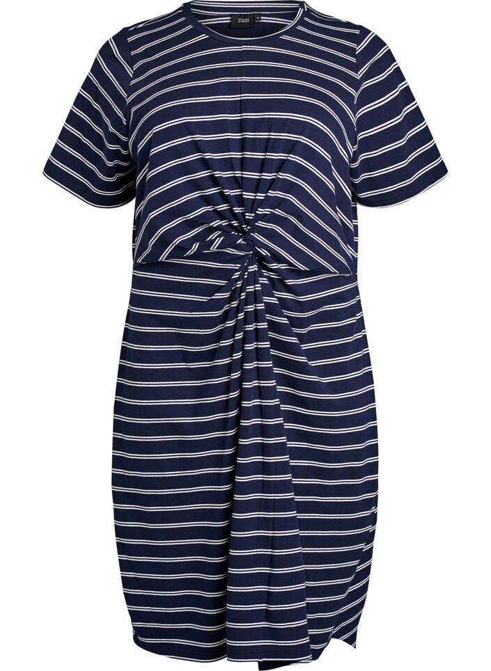 Robe en coton avec d&eacute;tail torsad&eacute;, Bleu, Packshot image number 0