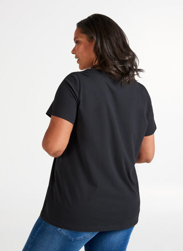 T-shirt à manches courtes avec imprimé, Black, Model image number 1