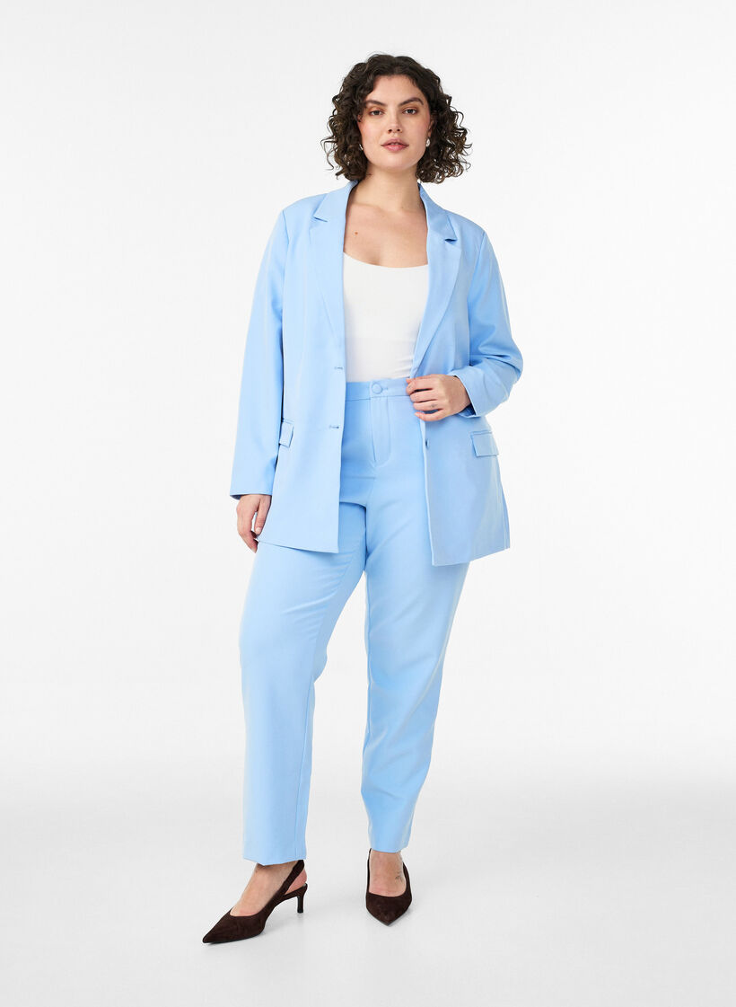 Pantalon avec poches et jambes droites, Bleu Clair, Model image number 0