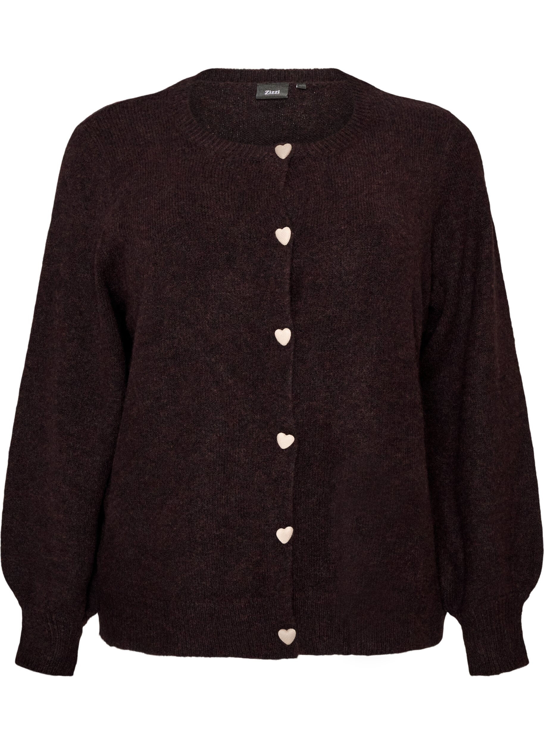 ZizziCardigan avec boutons en forme de c&oelig;ur, Marron, Packshot image number 0
