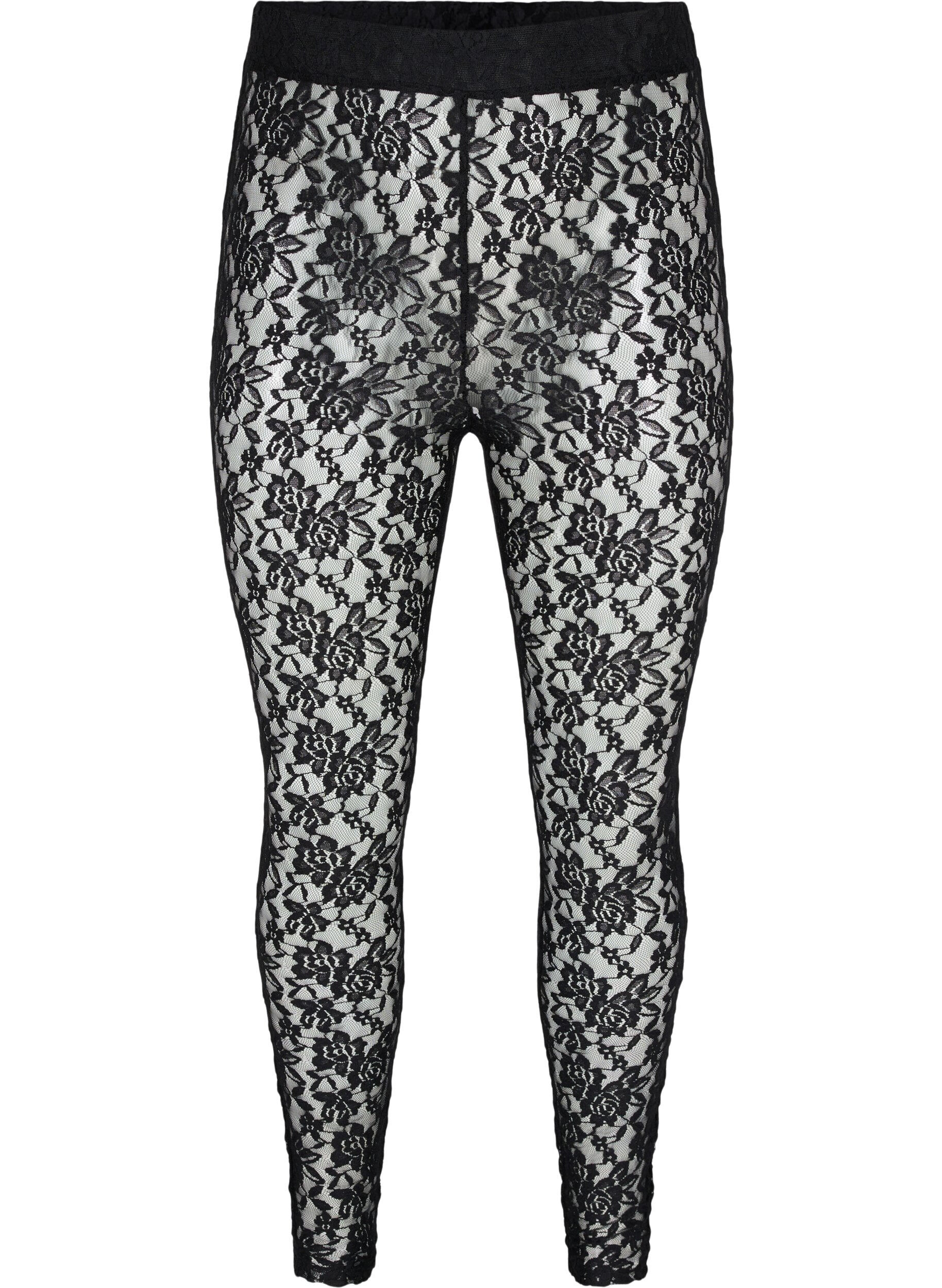 Zizzi Legging avec dentelle, Black, Packshot image number 0