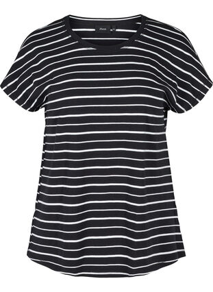 Haut rayé en coton, Black/White Stripe, Packshot image number 0