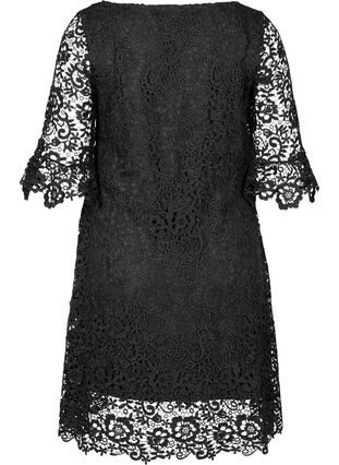 Robe en dentelle à manches 3/4, Black, Packshot image number 1