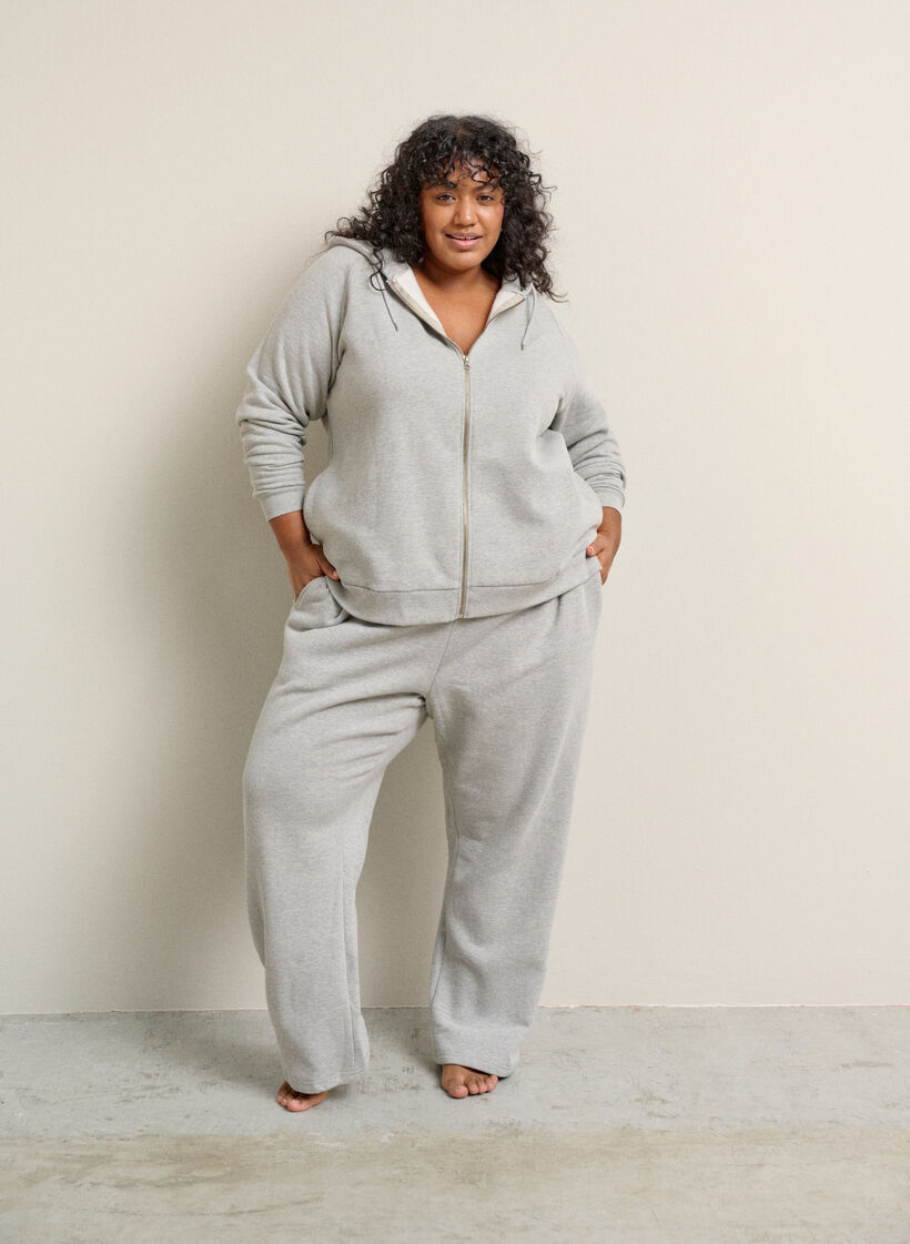 Pantalon de jogging taille haute avec int&eacute;rieur bross&eacute;, Gris, Image image number 0
