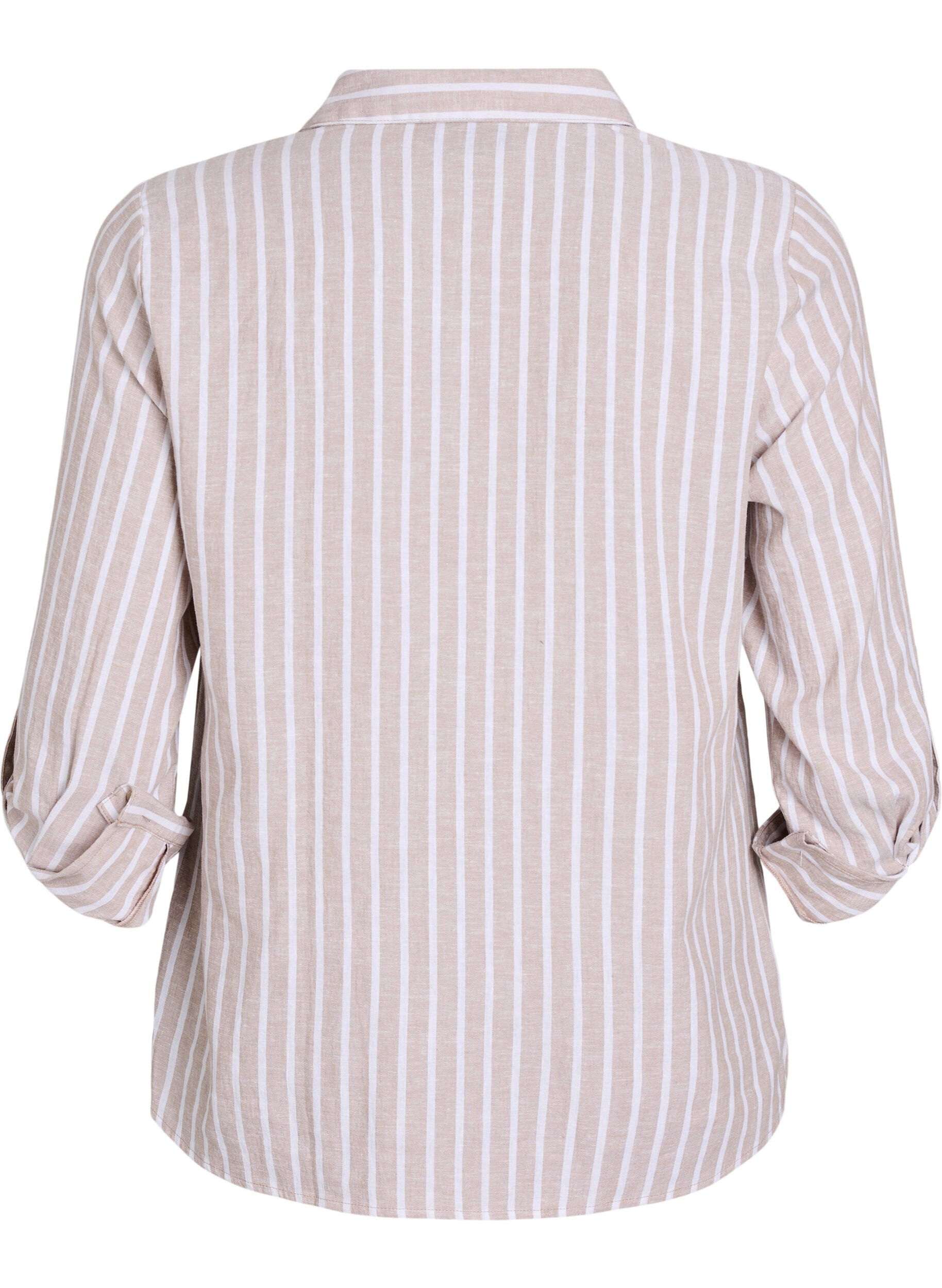 ZizziChemise en lin et viscose avec manches 3/4, Beige, Packshot image number 1