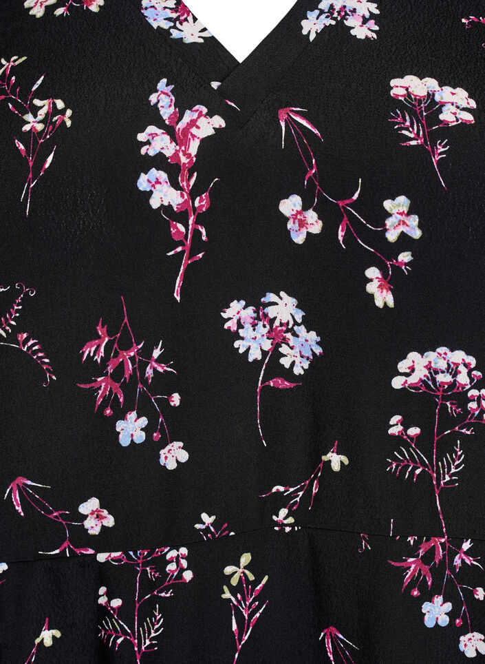 Robe courte avec imprim&eacute; floral, Noir, Packshot image number 2