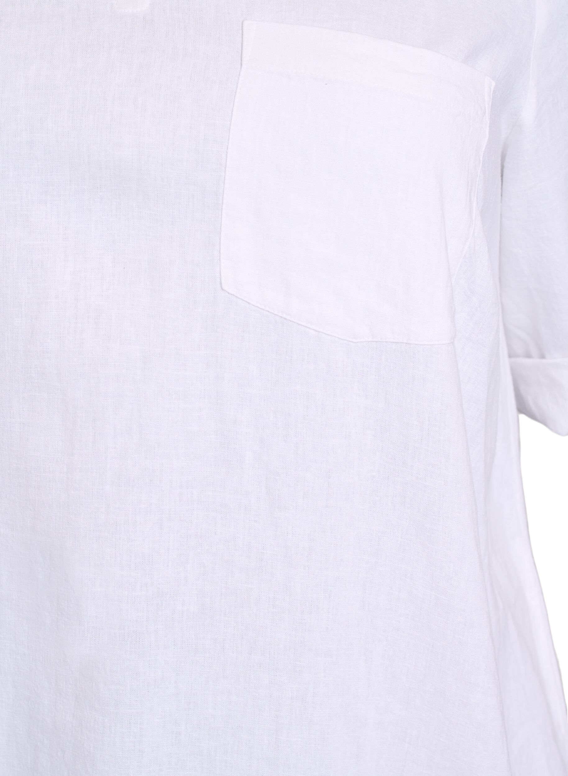 ZizziTunique coupe trap&egrave;ze en lin et viscose, Blanc, Packshot image number 2