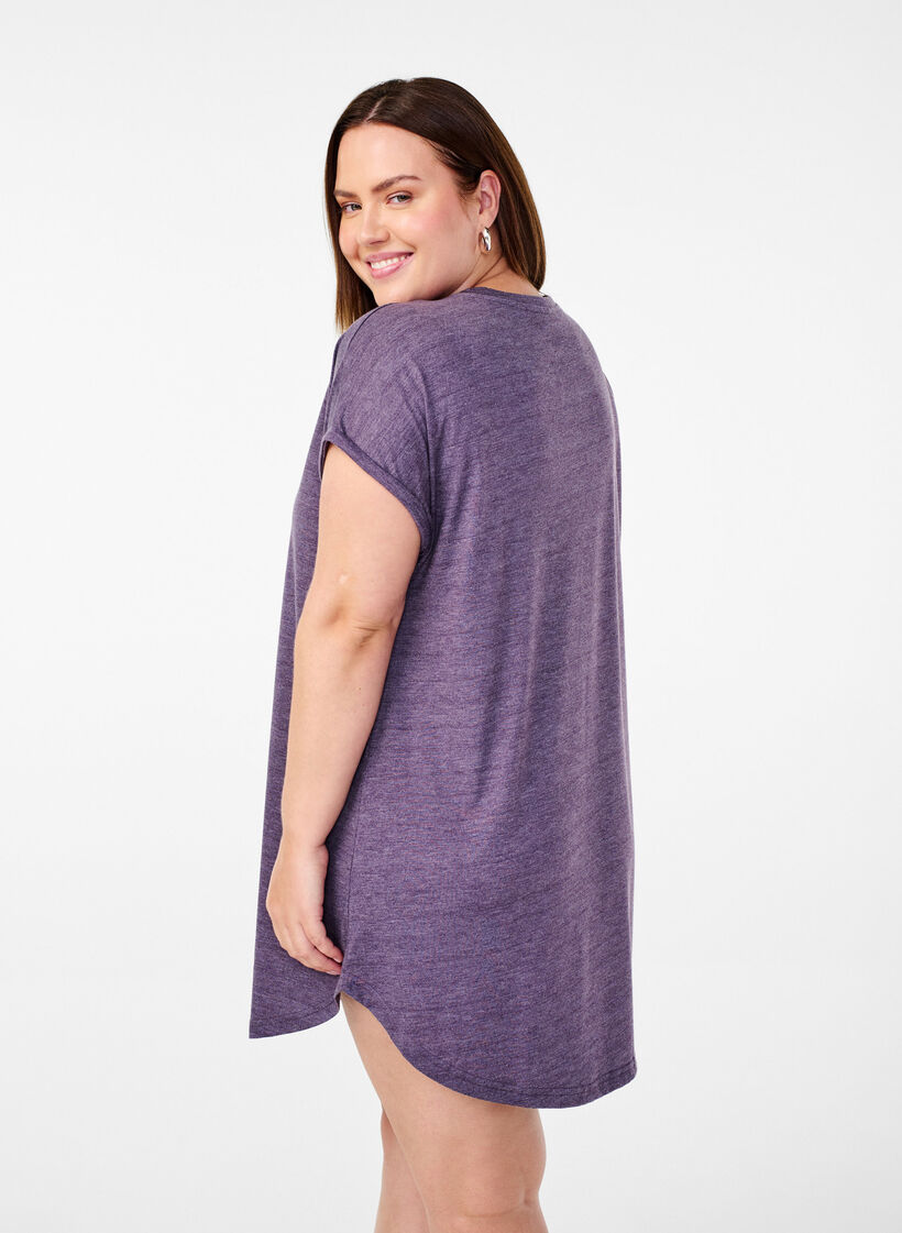 Chemise de nuit &agrave; manches courtes avec imprim&eacute; de texte, , Model image number 2