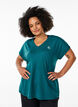 T-shirt de sport ample avec col en v, Vert fonc&eacute;, Model image number 0
