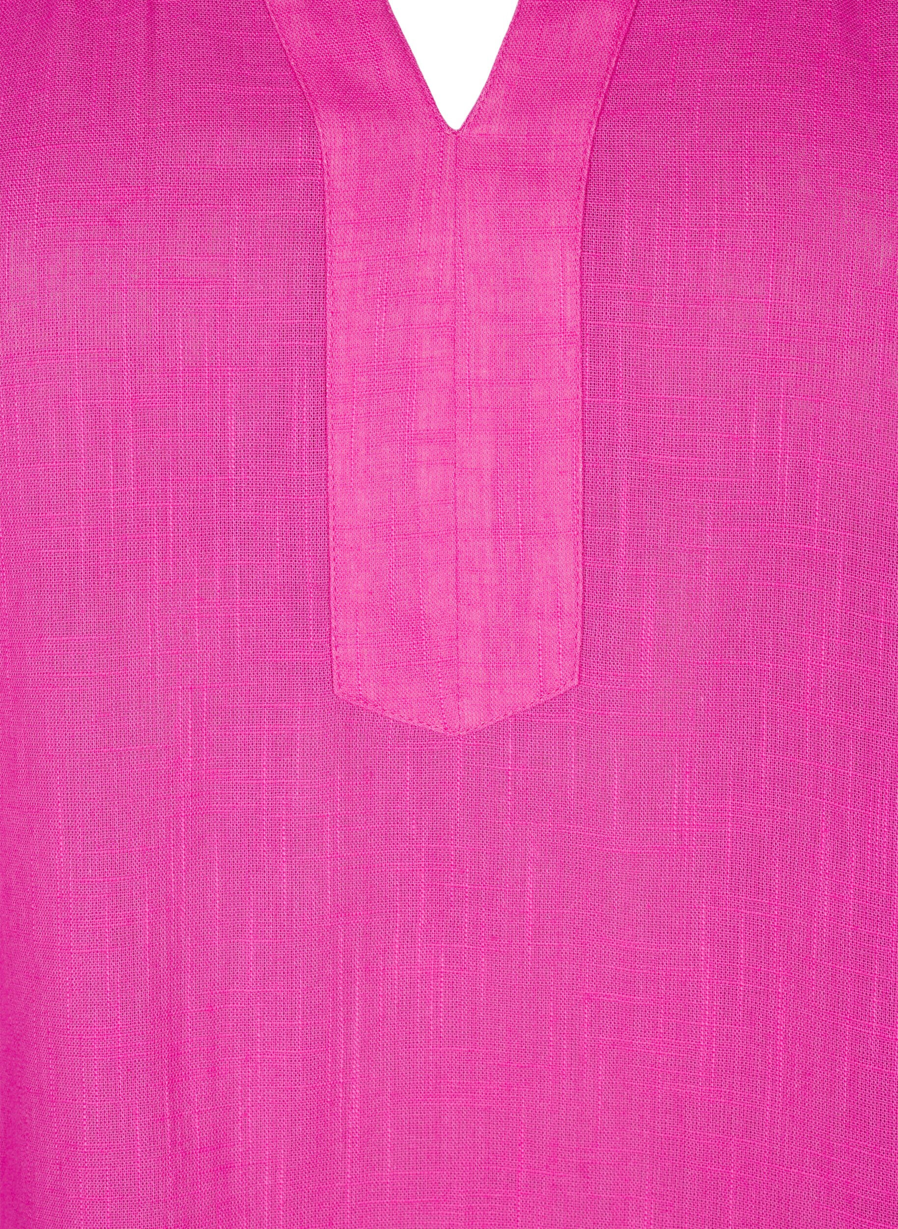 Zizzi Tunique en coton avec col en V, Rose, Packshot image number 2