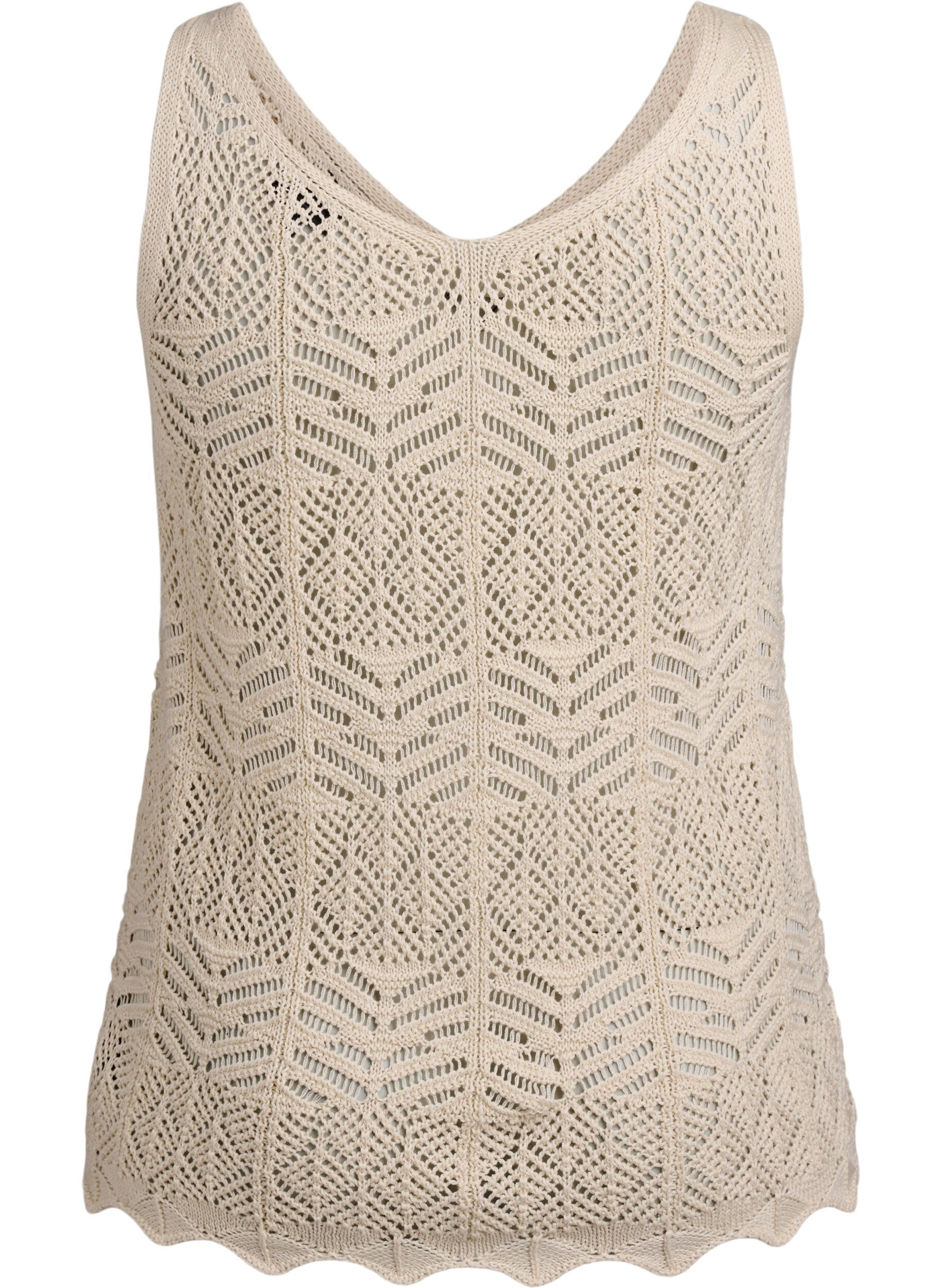 Zizzi Haut sans manches en tricot avec col en V, Beige, Packshot image number 1