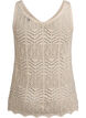 Haut sans manches en tricot avec col en V, Beige, Packshot image number 1
