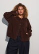 Veste teddy &agrave; col rond boutonn&eacute;e, Marron, Model image number 0