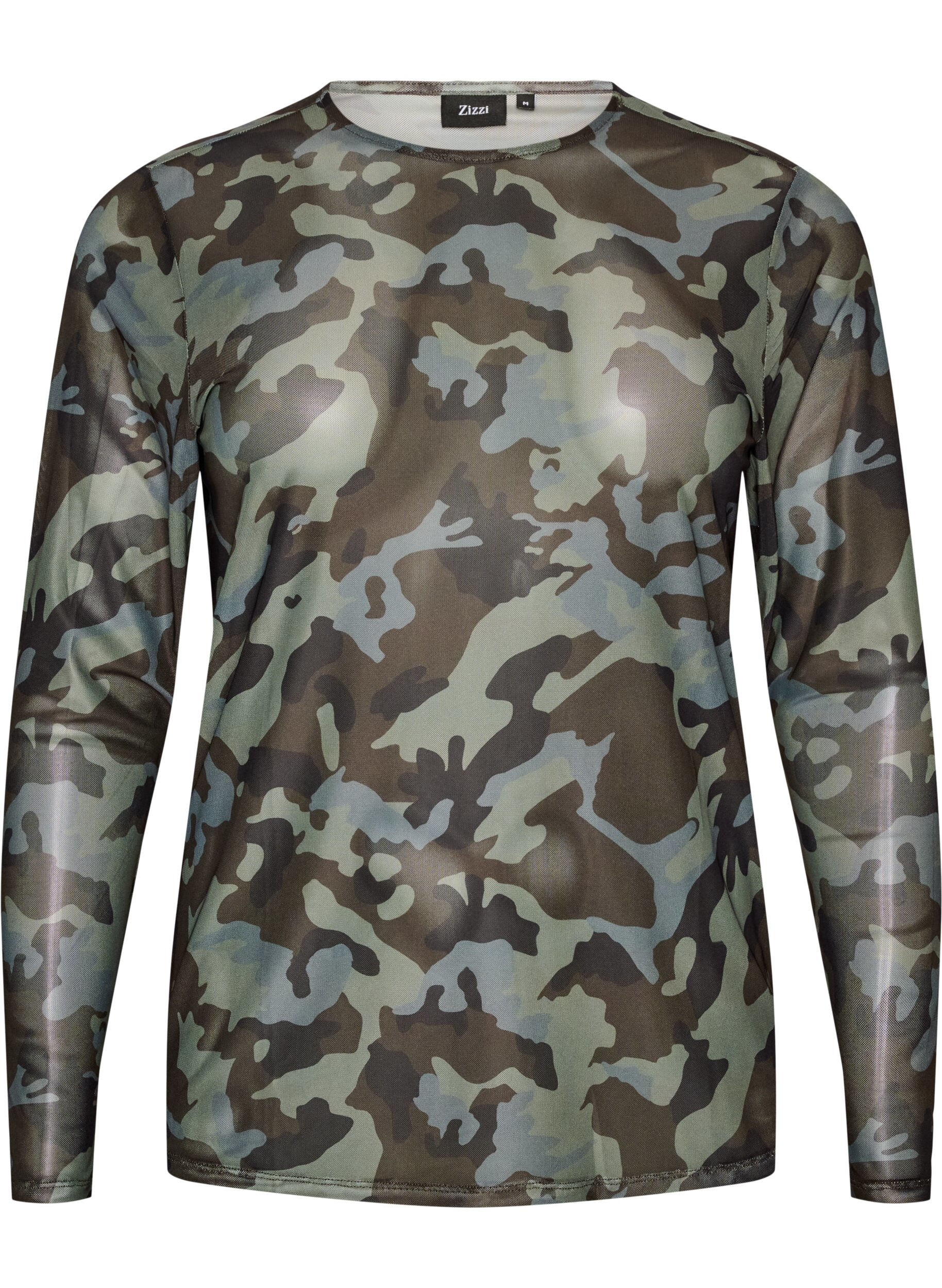 ZizziBlouse en maille avec imprim&eacute;, Vert Kaki, Packshot image number 0