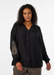 Chemise en viscose avec manches brod&eacute;es, Noir, Model image number 0