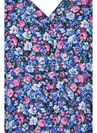 Top en viscose imprimée avec boutons, Pink blue Flower , Packshot image number 2