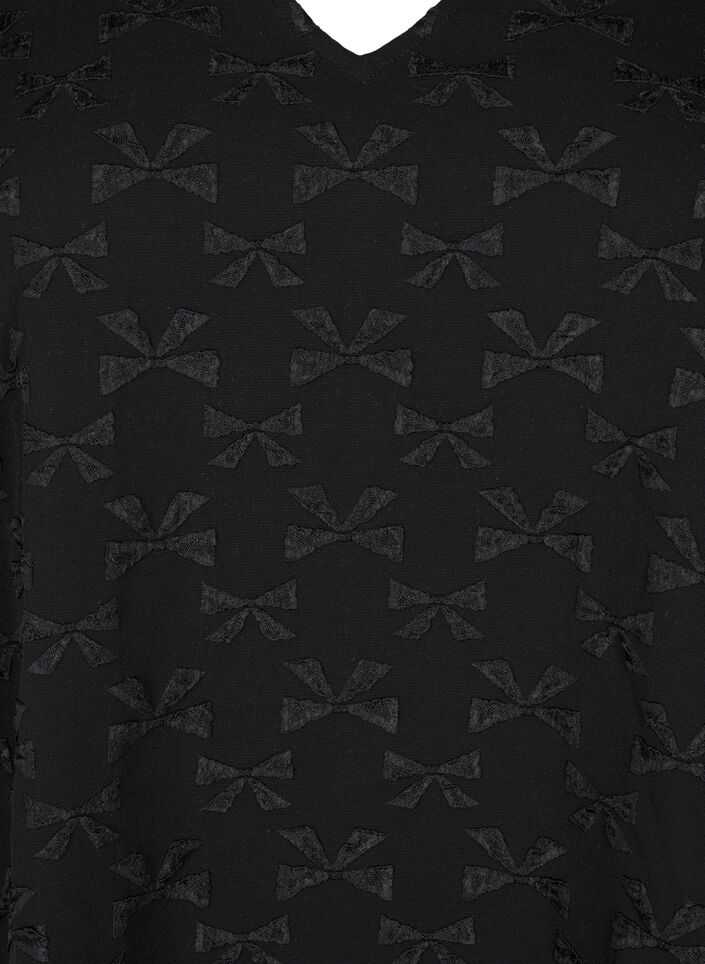 Robe jacquard courte avec des nœuds, Black W. Bow, Packshot image number 2