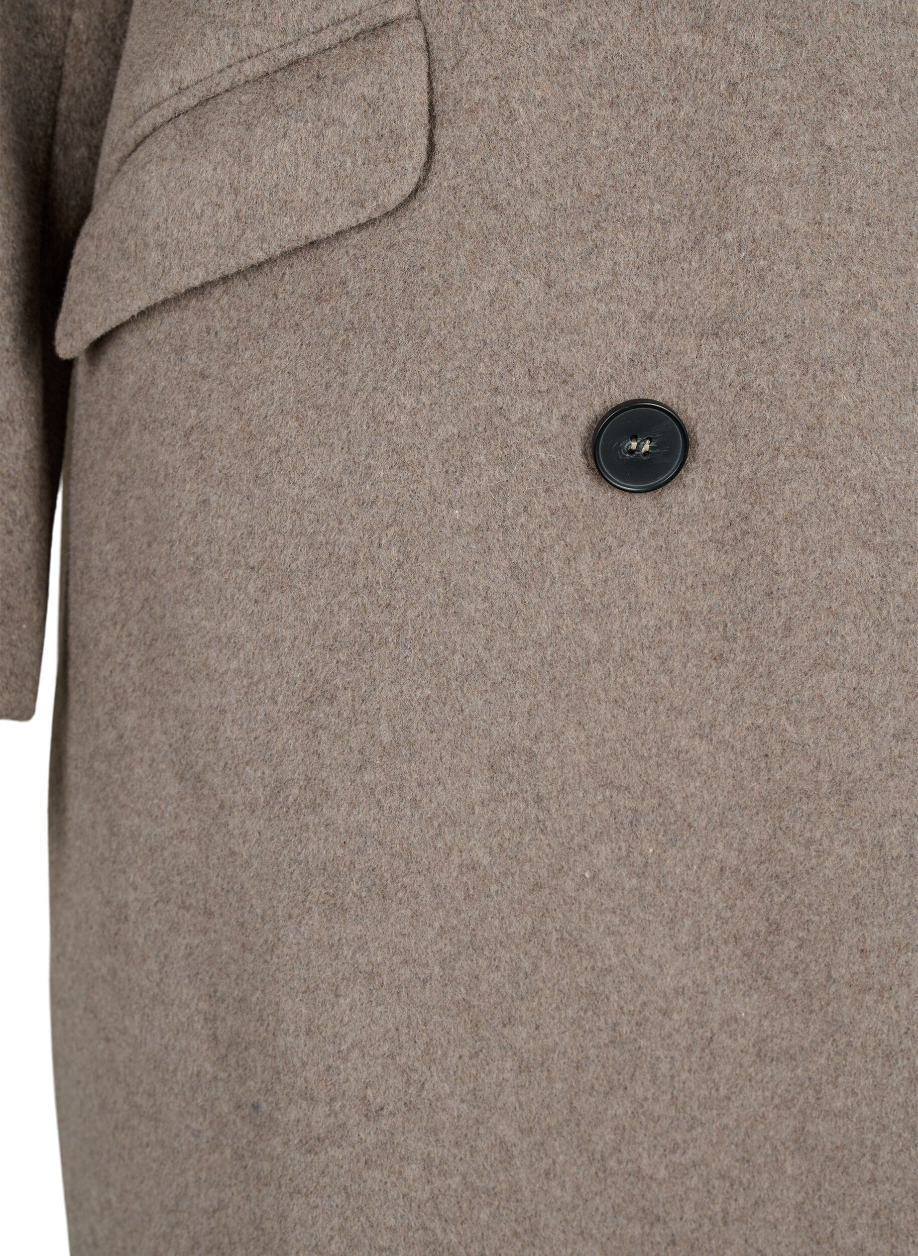 Zizzi Manteau en laine avec boutons et poches, Moon Rock Mel., Packshot image number 3