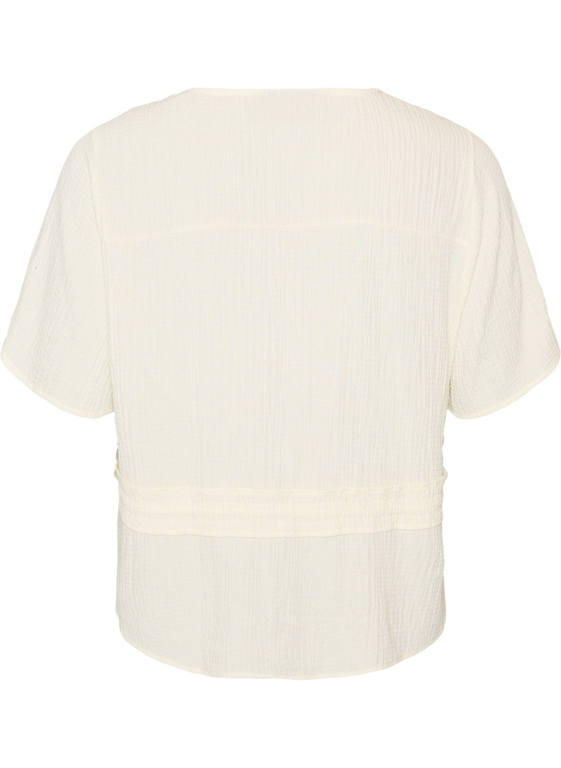 ZizziBlouse avec texture et lien &agrave; la taille, Vanille, Packshot image number 1