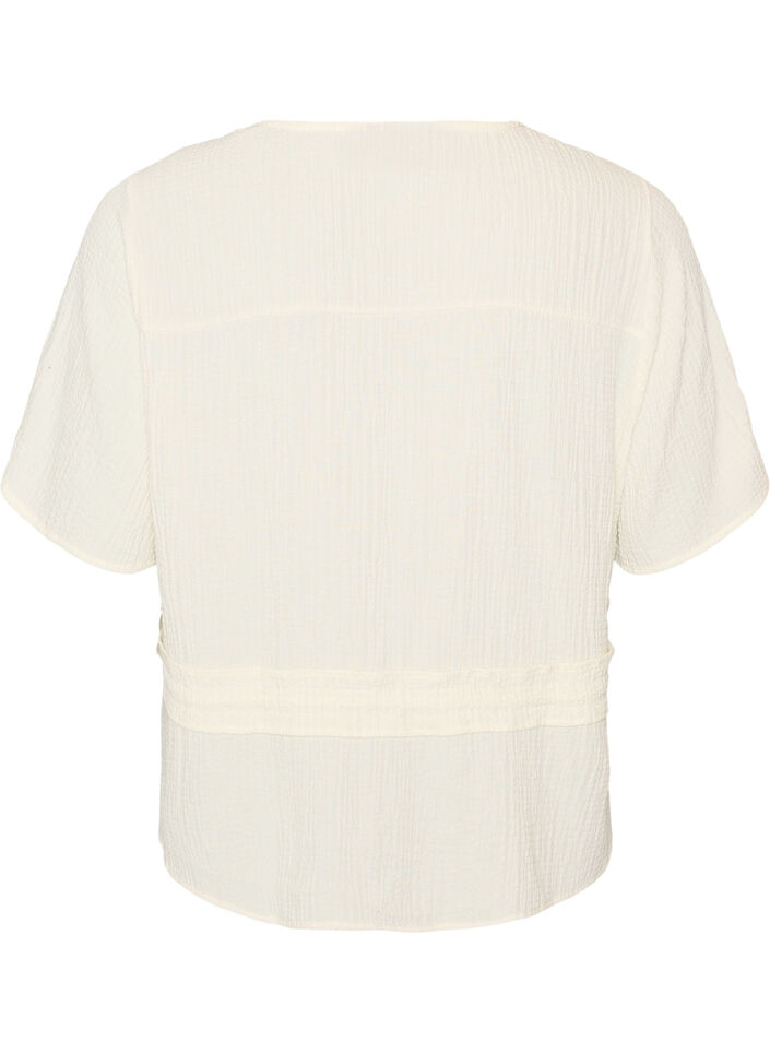 Blouse avec texture et lien &agrave; la taille, Vanille, Packshot image number 1