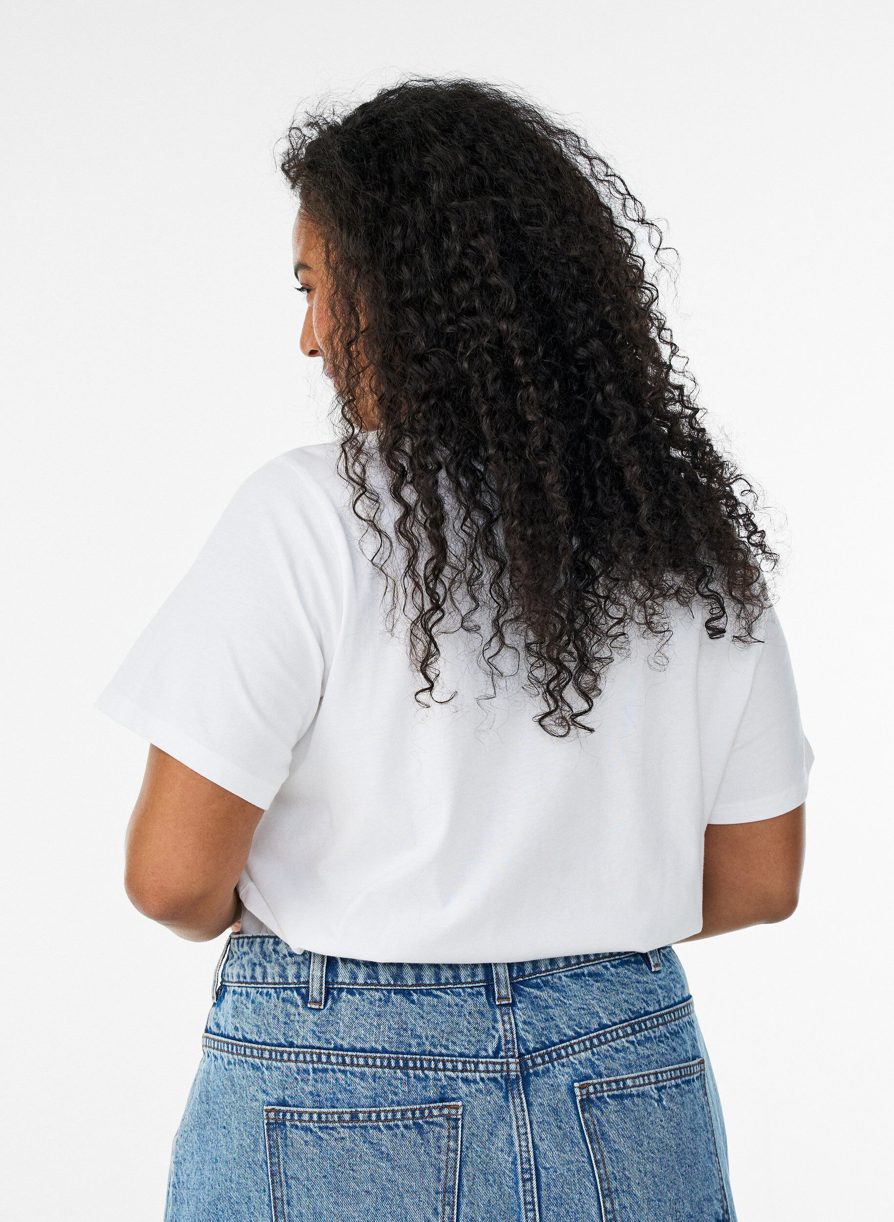 ZizziT-shirt en coton bio avec imprim&eacute; plage, Blanc, Model image number 2
