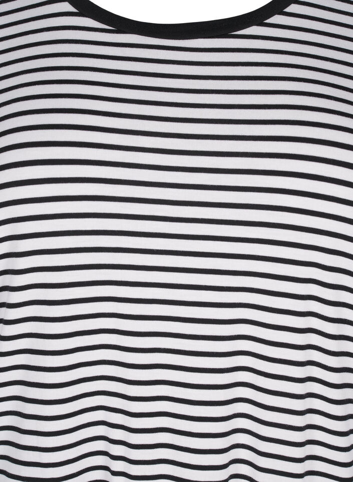 T-shirt rayé en Lyocell à col rond, Noir, Packshot image number 2