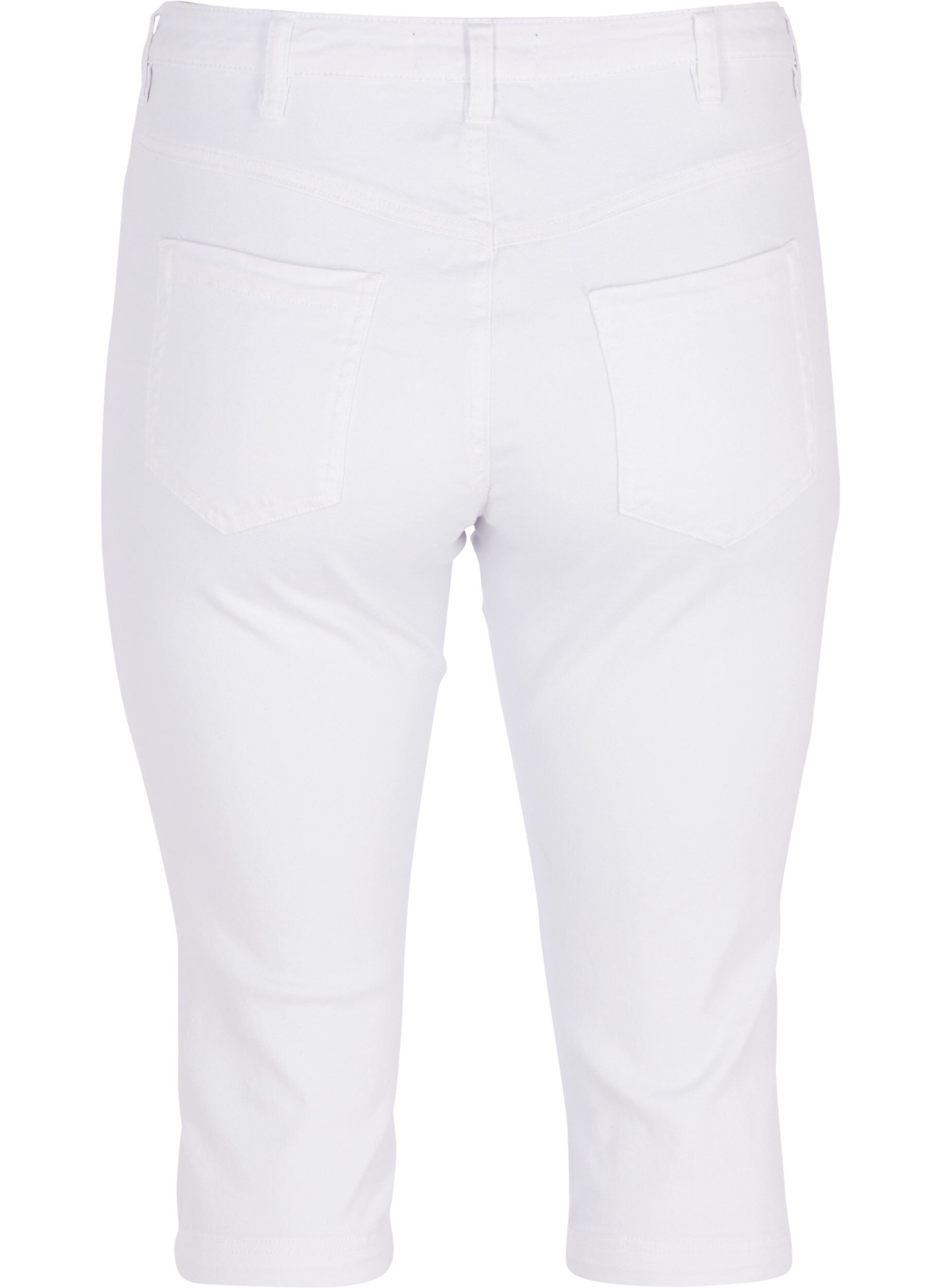 Zizzi Jean coupe slim Emily capri, Blanc, Packshot image number 1