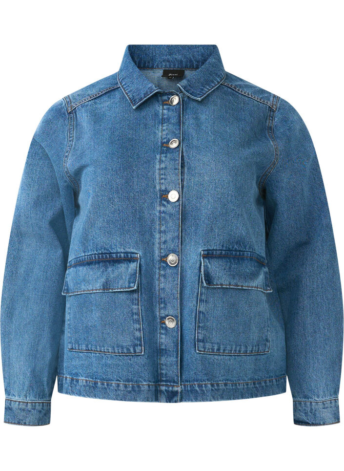Veste chemise en jean avec poches, Blue Denim, Packshot image number 0