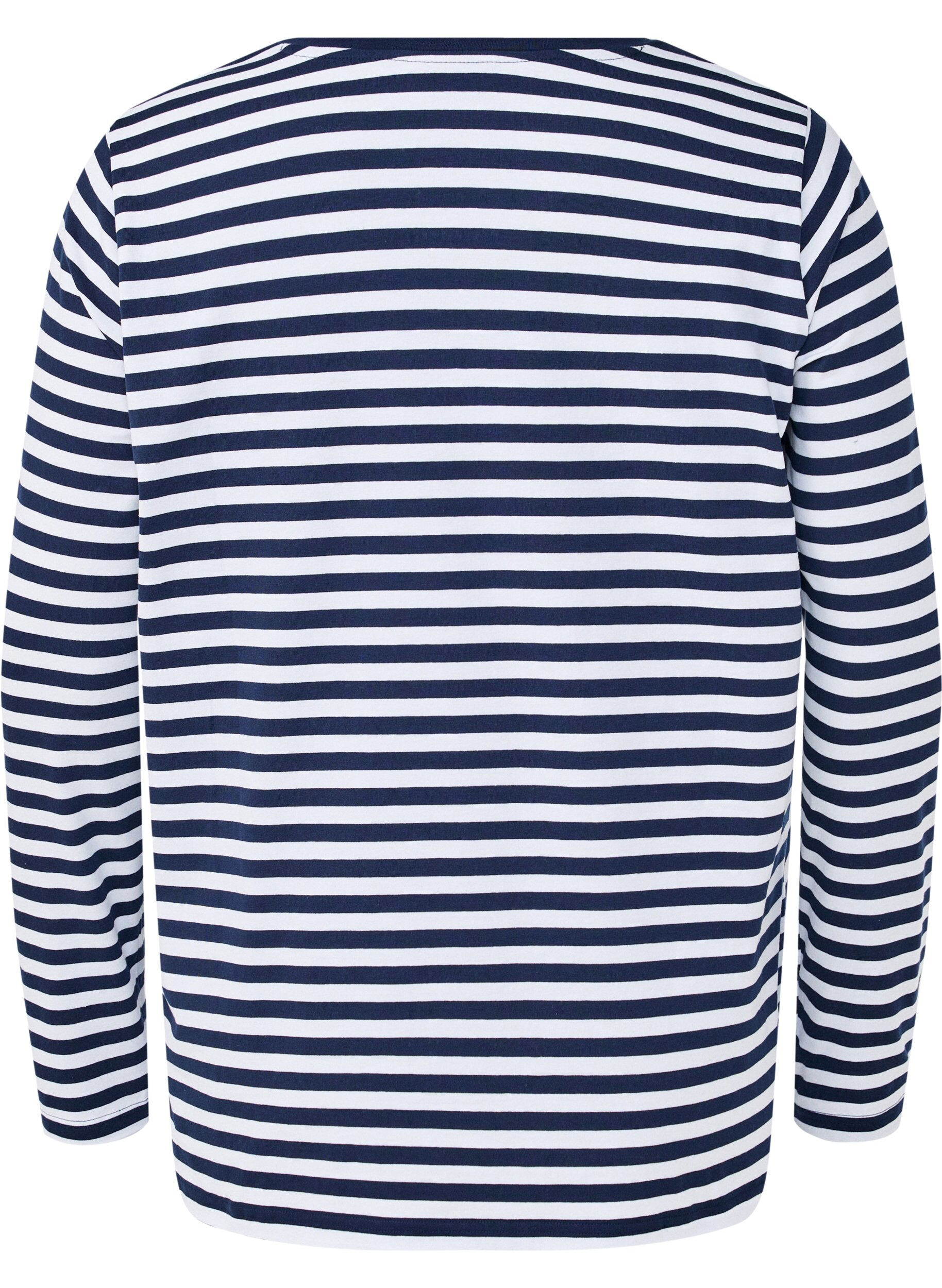 Zizzi Chemisier &agrave; rayures et motif, White w.Navy Stripe, Packshot image number 1