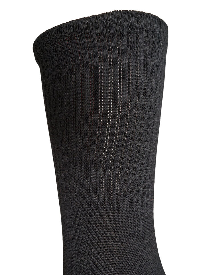 Chaussette c&ocirc;tel&eacute;e en coton, Noir, Packshot image number 2
