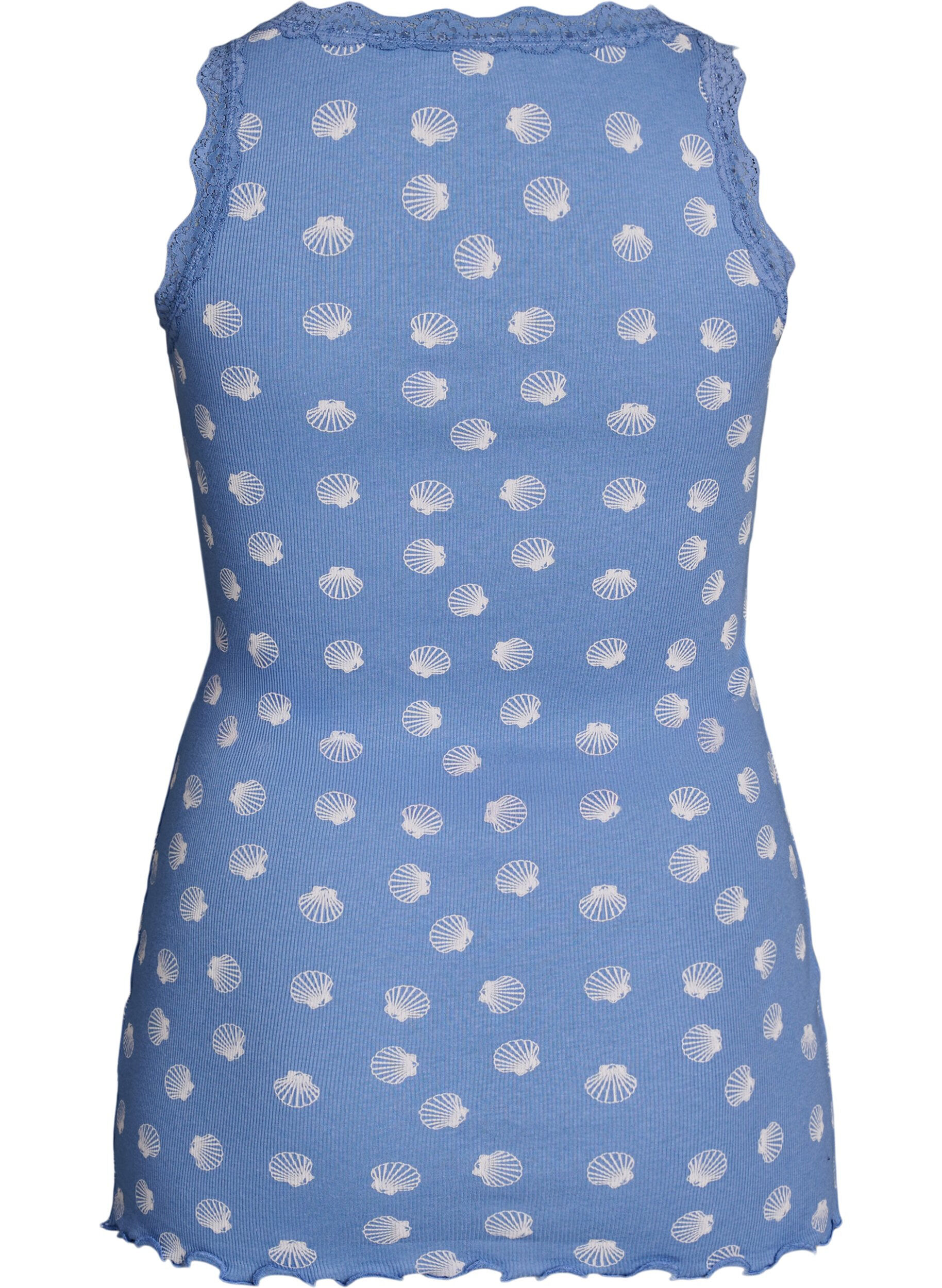 ZizziTop avec imprim&eacute; et bord en dentelle, Bleu, Packshot image number 1