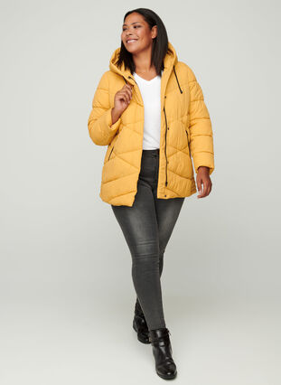 Veste à capuche coupe-vent avec poches, Spruce Yellow, Model image number 2