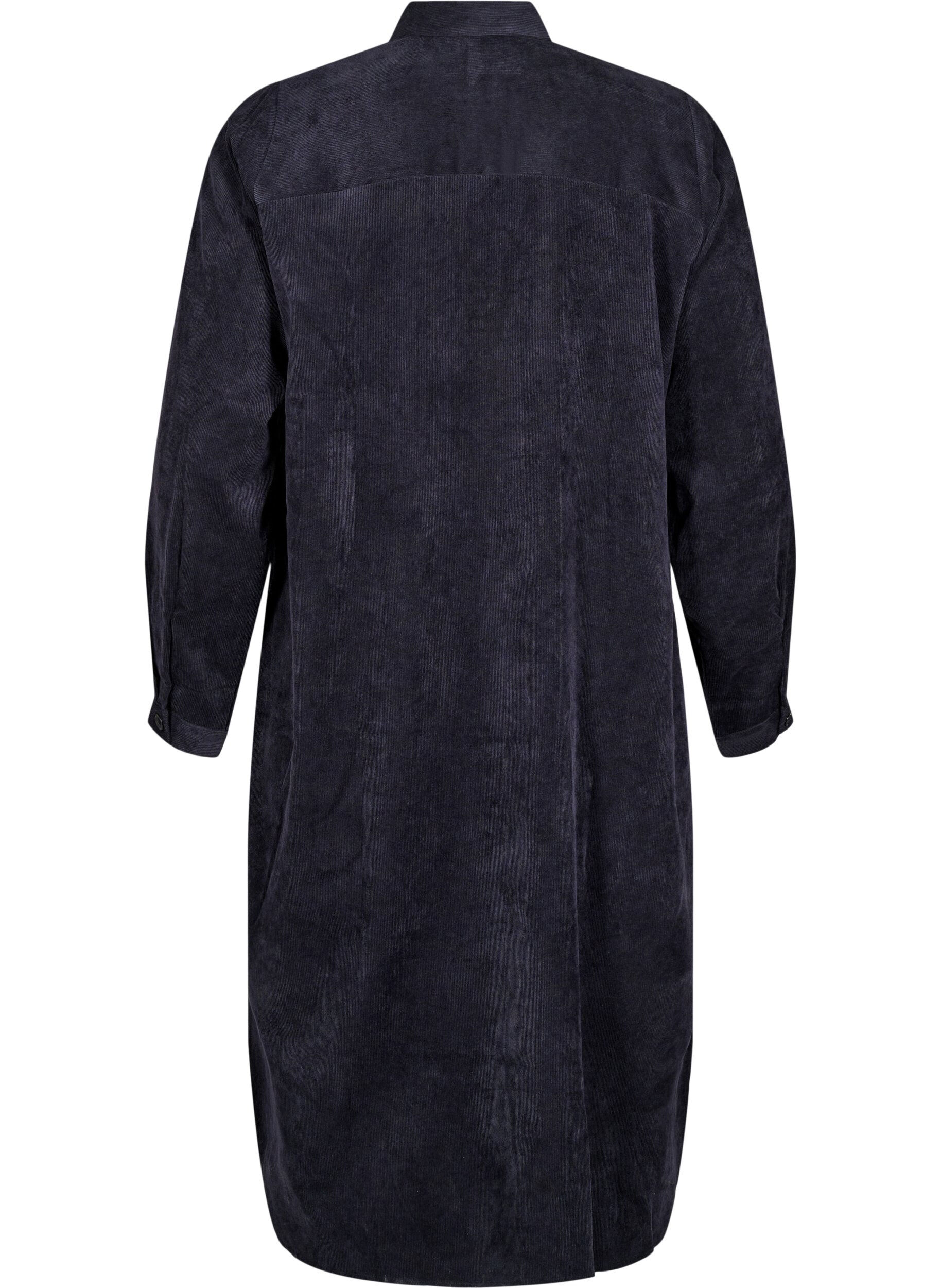 Zizzi Robe-chemise longue en velours c&ocirc;tel&eacute; et &agrave; boutons, Black, Packshot image number 1