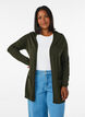 Long cardigan tricot&eacute; dans un m&eacute;lange de viscose, Vert fonc&eacute;, Model image number 0