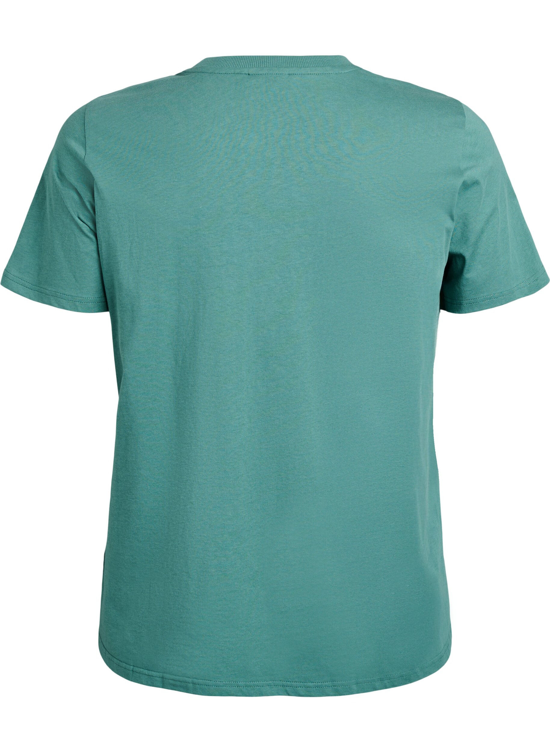 Zizzi T-shirt basique en coton &agrave; col rond, Vert, Packshot image number 1