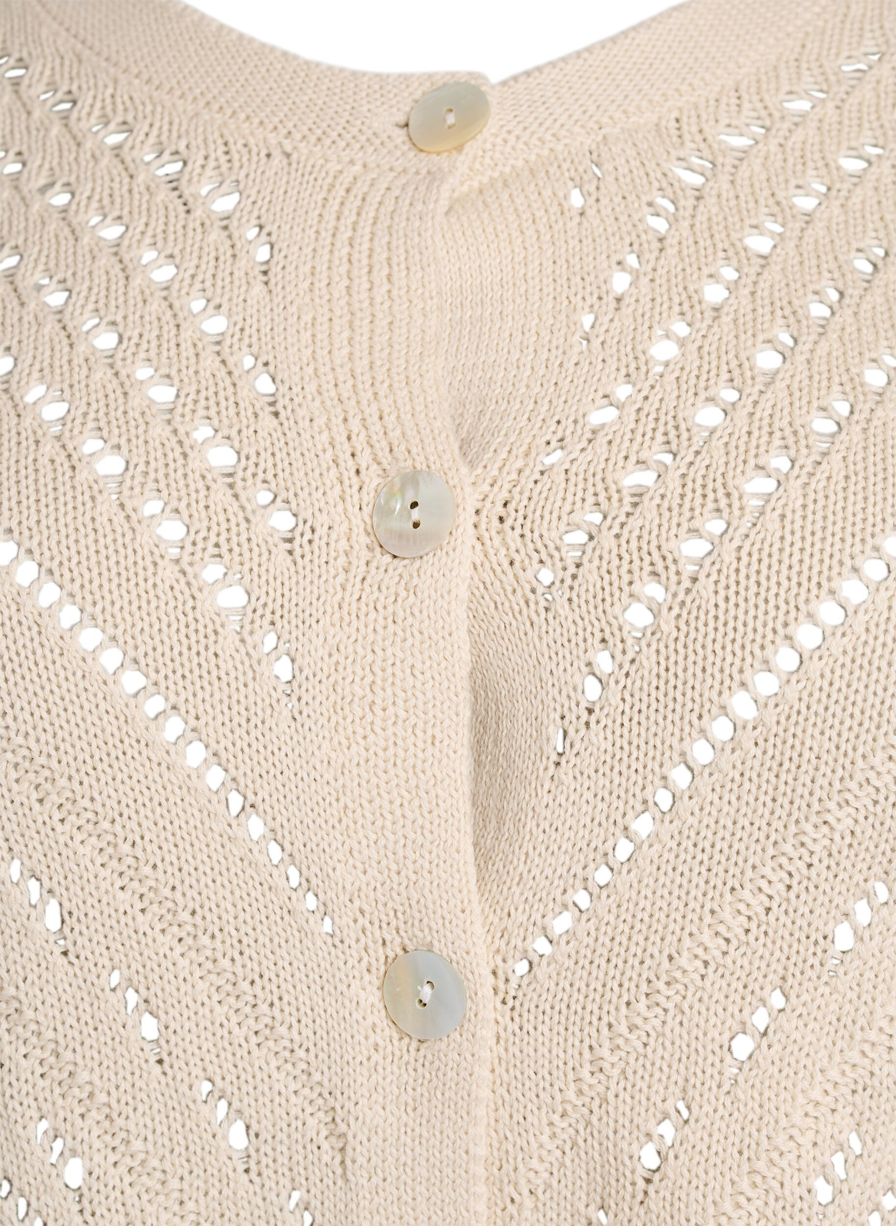 Zizzi Cardigan court en maille ajour&eacute;e, Sandshell, Packshot image number 2
