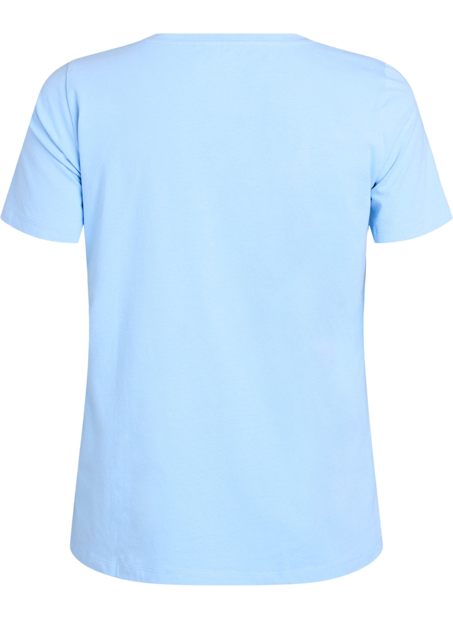 Zizzi T-shirt basique en coton de couleur unie, Bleu Clair, Packshot image number 1