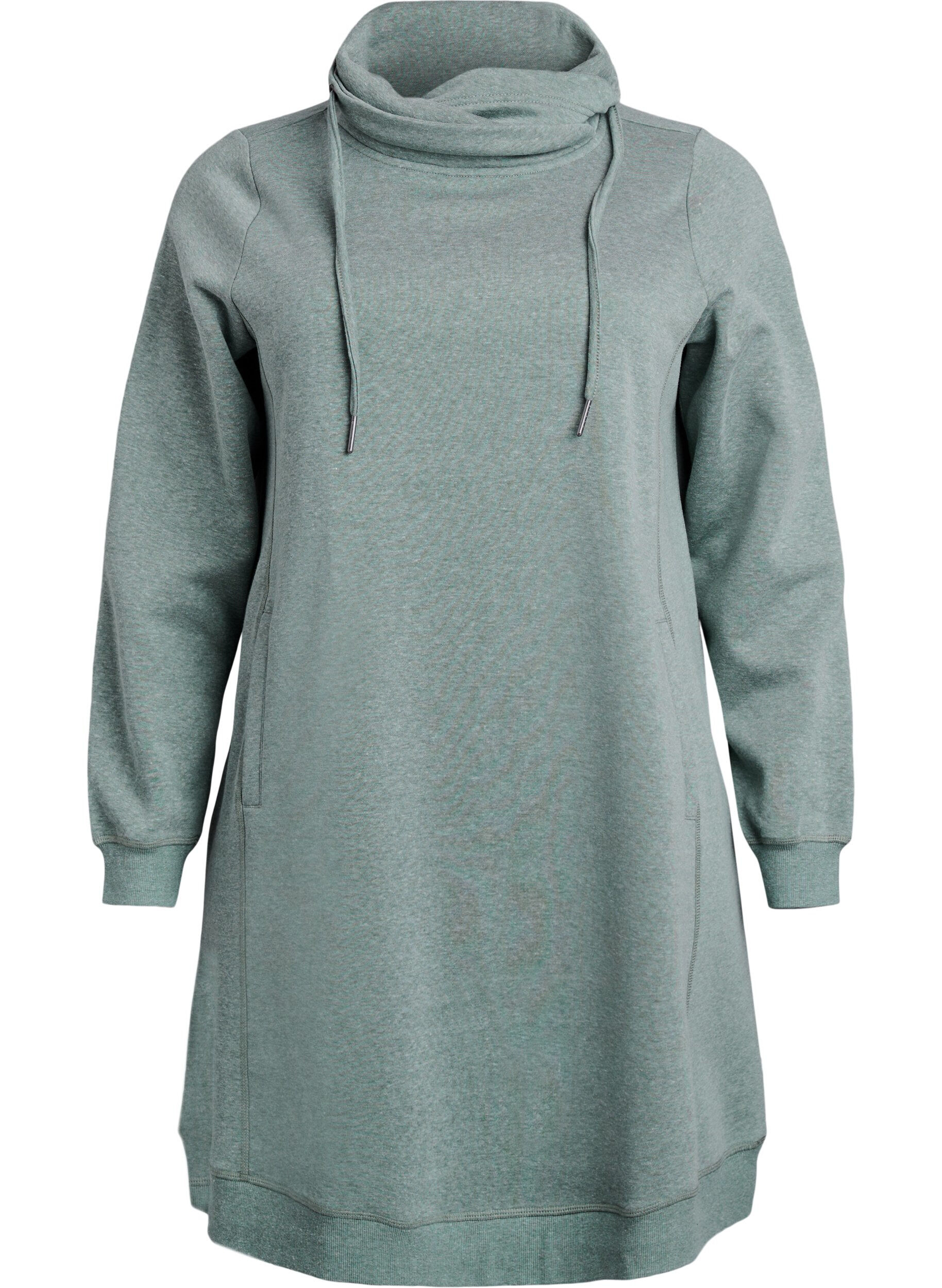 ZizziRobe sweat-shirt courte &agrave; col montant et poches, Vert, Packshot image number 0