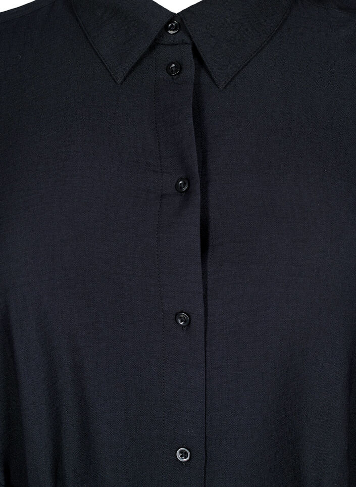 Robe chemise avec ceinture nouée et manches longues, Noir, Packshot image number 2