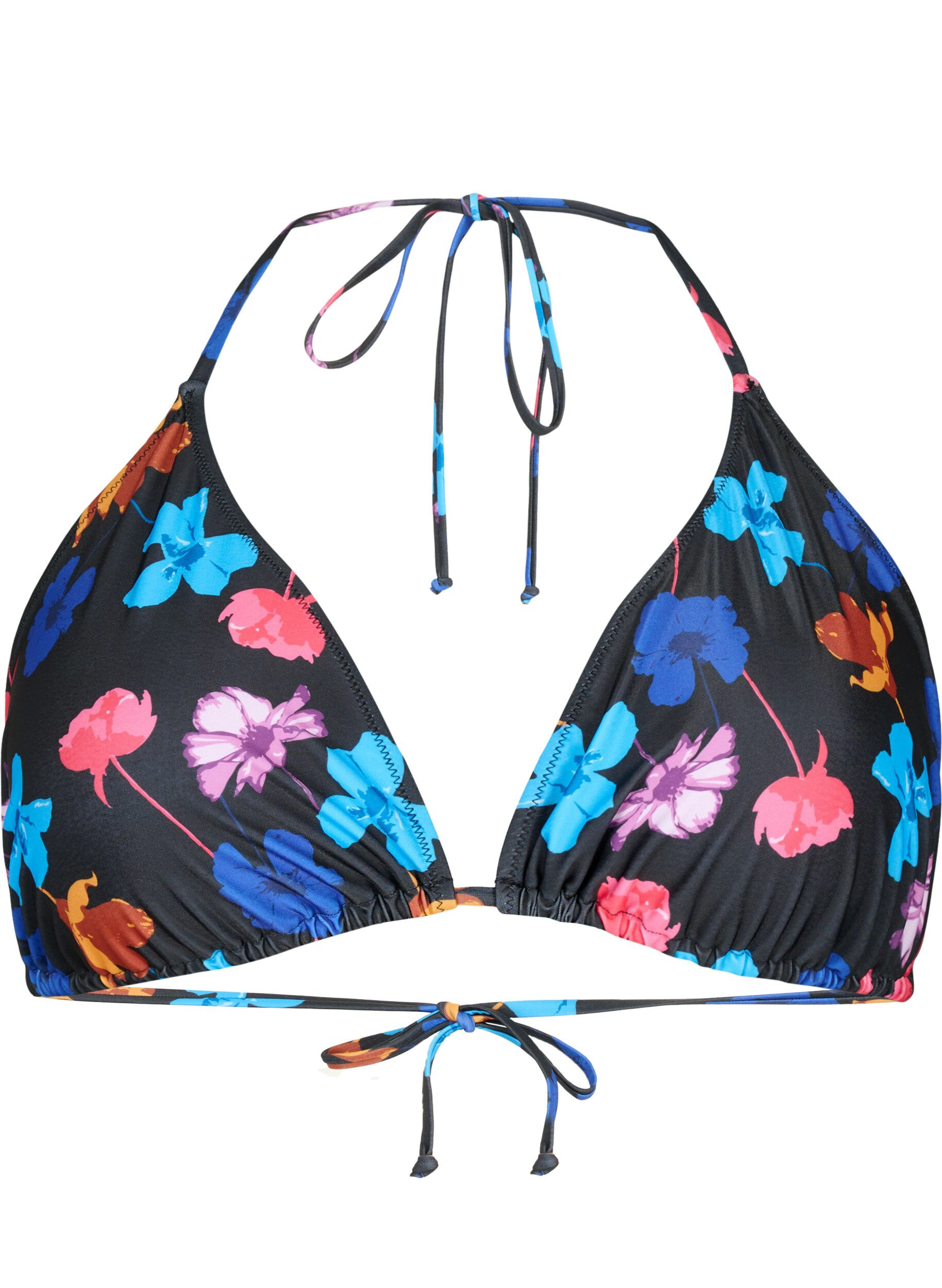 Zizzi Soutien-gorge de bikini triangle avec imprim&eacute;, Noir, Packshot image number 0
