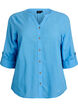 Chemisier en coton avec col en V, Bleu, Packshot image number 0